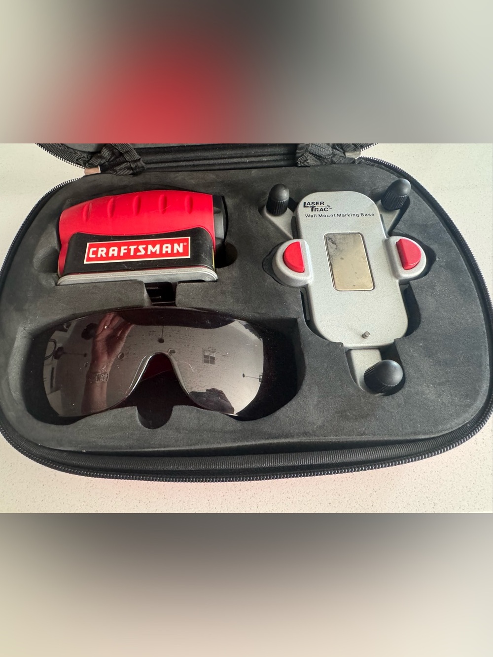 Craftsman Laser Trac Wall Mount Level  Kit w/ Marking Base & Protective Goggles